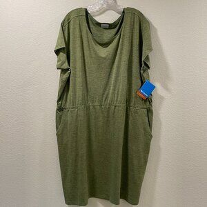 (NWT) COLUMBIA "Pacific Haze" Elastic Drop Waist T-Shirt Dress, Light Olive - 3X